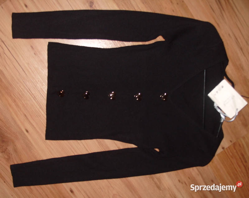 Czarna dopasowana bluzka NOWA prążek guziki