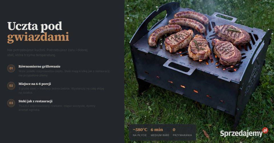 Grill składany mangał palenisko szaszłyki gruba