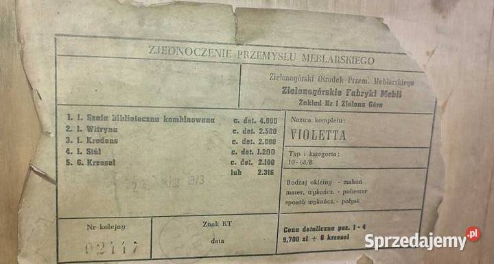 Komplet mebli Violetta PRL lata 70 Dom i Ogród