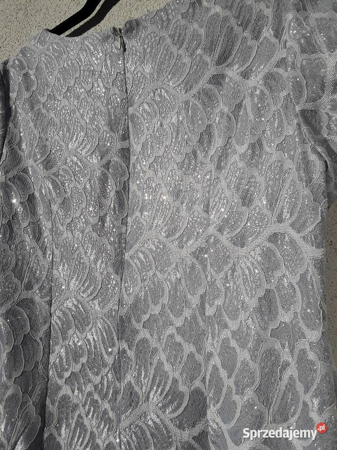 Piękna mieniąca sukienka r42 szary/srebrny Warszawa