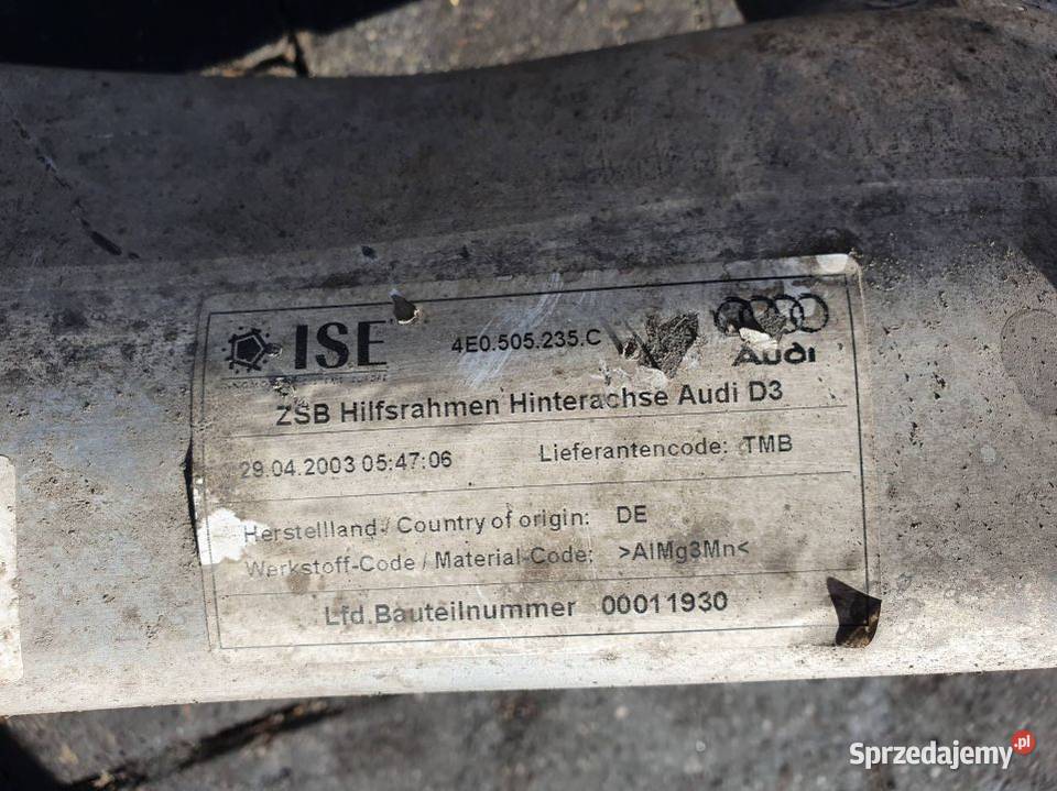 BELKA SANKI TYŁ AUDI A8 D3 kujawsko-pomorskie Lipno