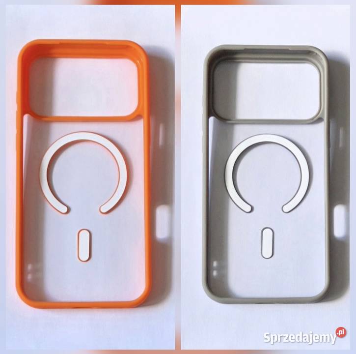 Etui przezroczyste pomarańczowe i szare z