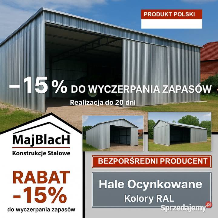 A21Wiata Otwarta Ocynkowana Garaż Blaszany HALA 54m2 Sprzedaż Prudnik sprzedam