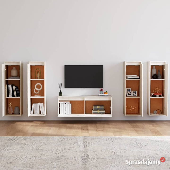 Szafki pod TV 5 białe lite drewno sosnowe Warszawa sprzedam