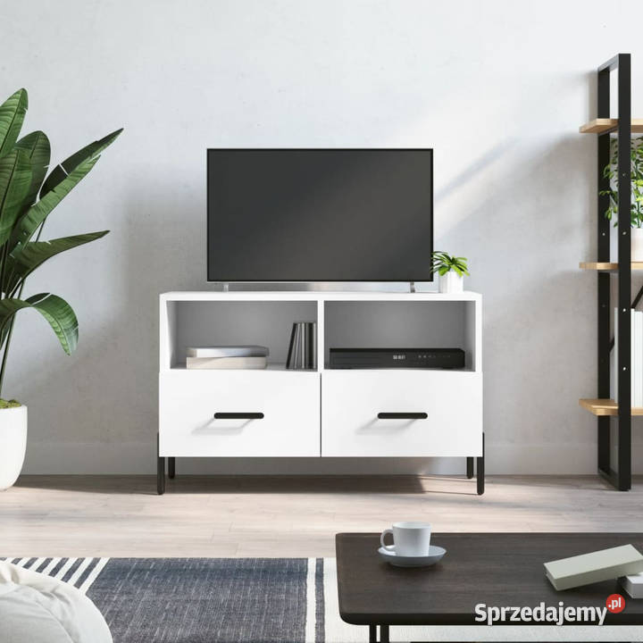 Szafka pod TV biała 80x36x50 materiał