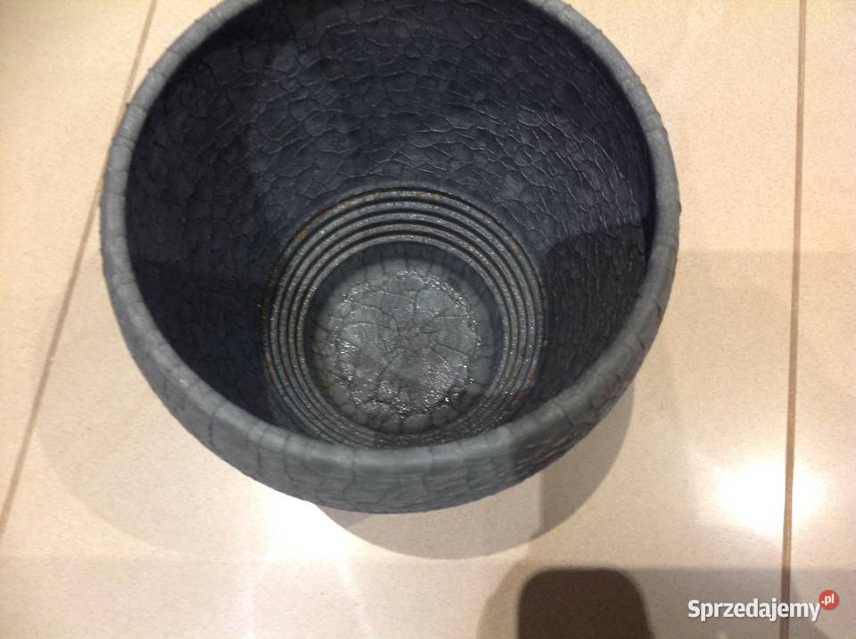 Donica Osłonka Ceramiczna na Doniczkę Szara Nowa Sól