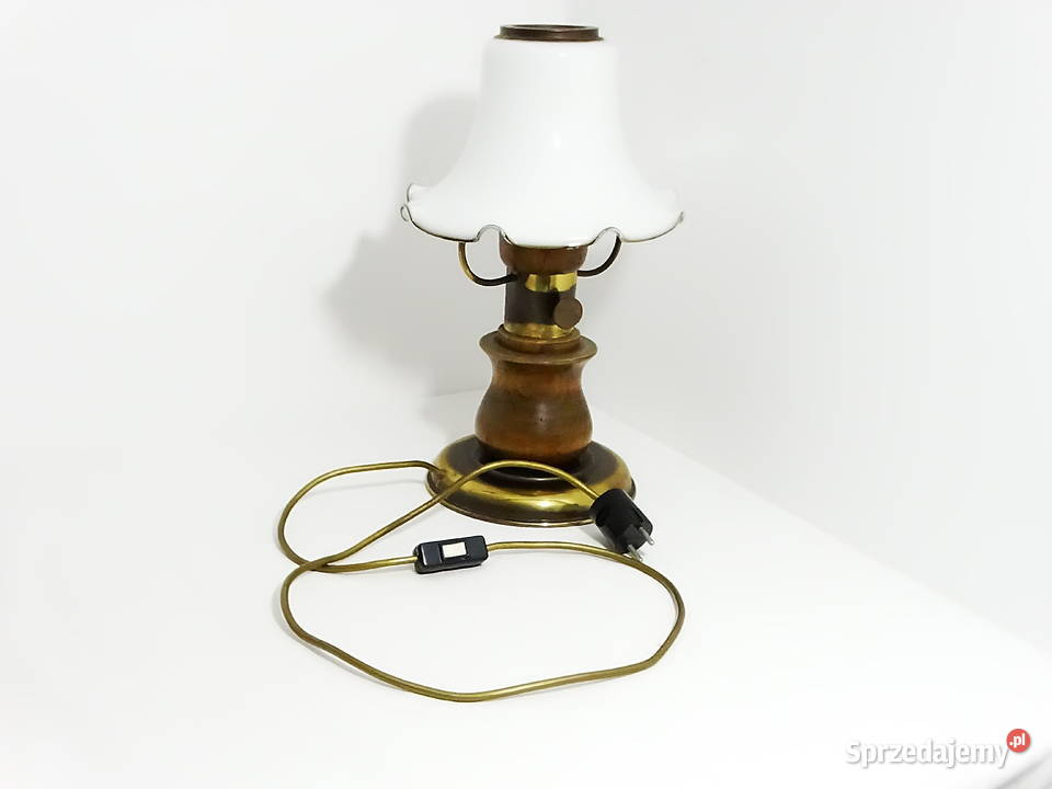 Lampa stołowa vintageretro z kloszem szklanym 40 lubelskie Biłgoraj