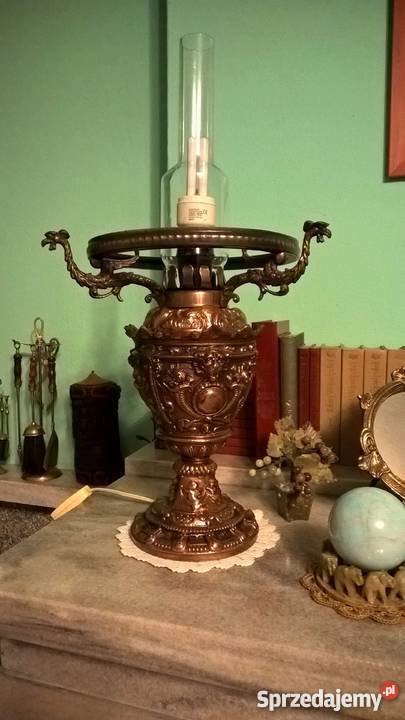 Miedziana lampa stołowa ala naftowa styl retro Kluczbork