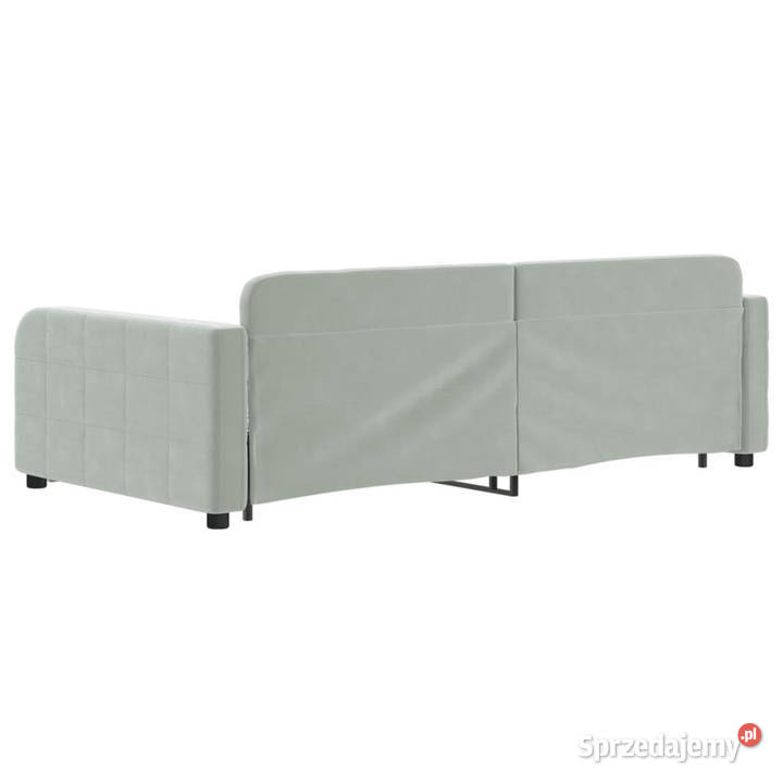 Sofa rozsuwana z szufladami jasnoszara aksamit Meble Warszawa