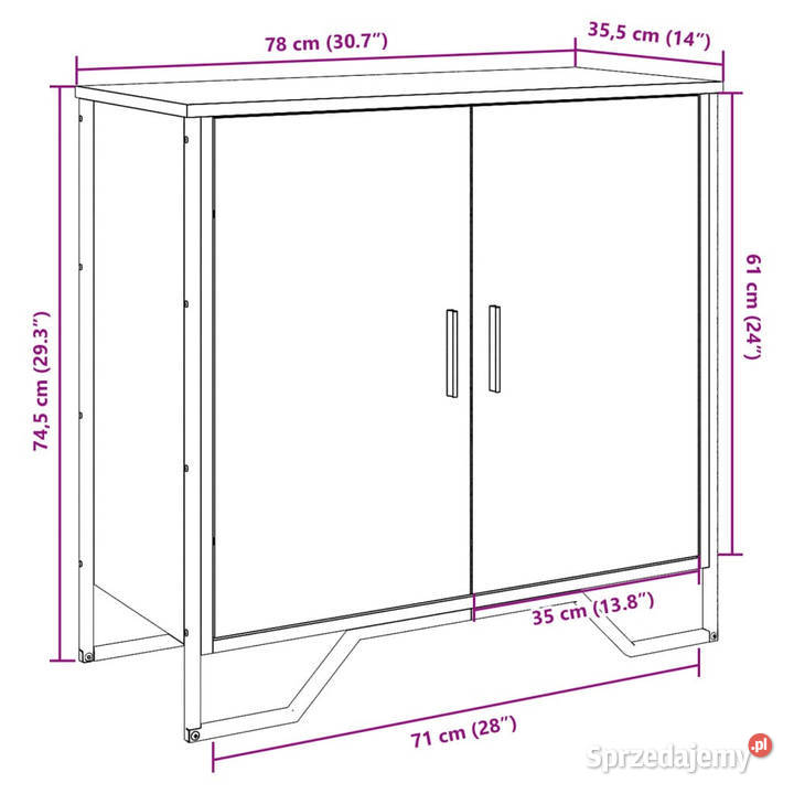 Szafka szary dąb sonoma 78x355x745 WM848542 Warszawa