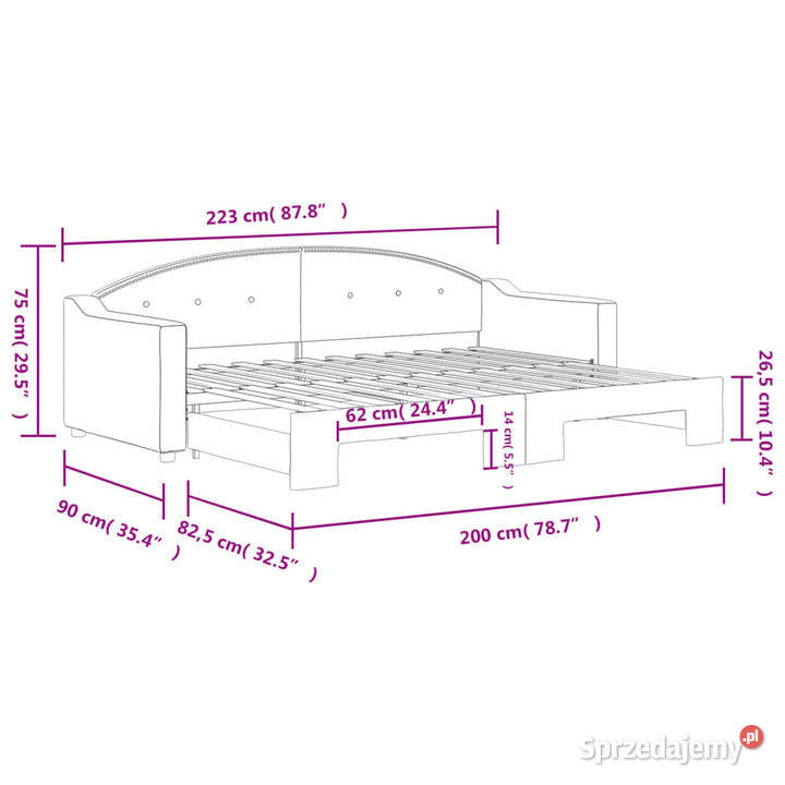 Leżanka rozsuwana kremowa tkanina 80x200 Warszawa