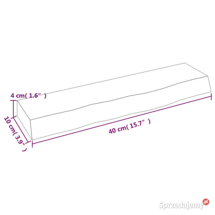 Półka jasnobrązowa 40x10x4 lakierowane lite