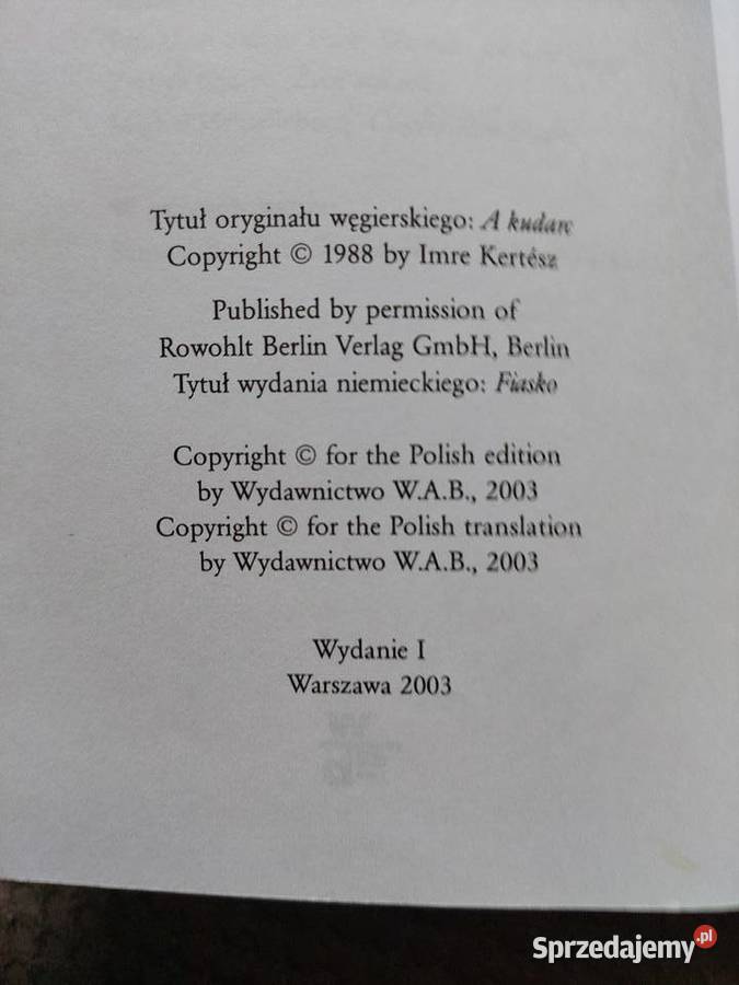 FIASKO Imre Kertsz Proza i poezja Kraków