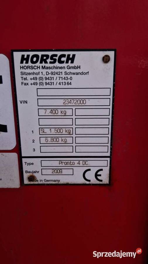 Horsch Pronto 4DC 2009r Składany zachodniopomorskie Siemyśl