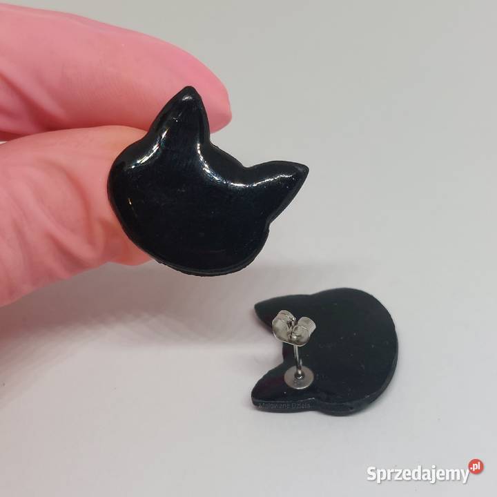 Kolczyki ręcznie robione koty czarne