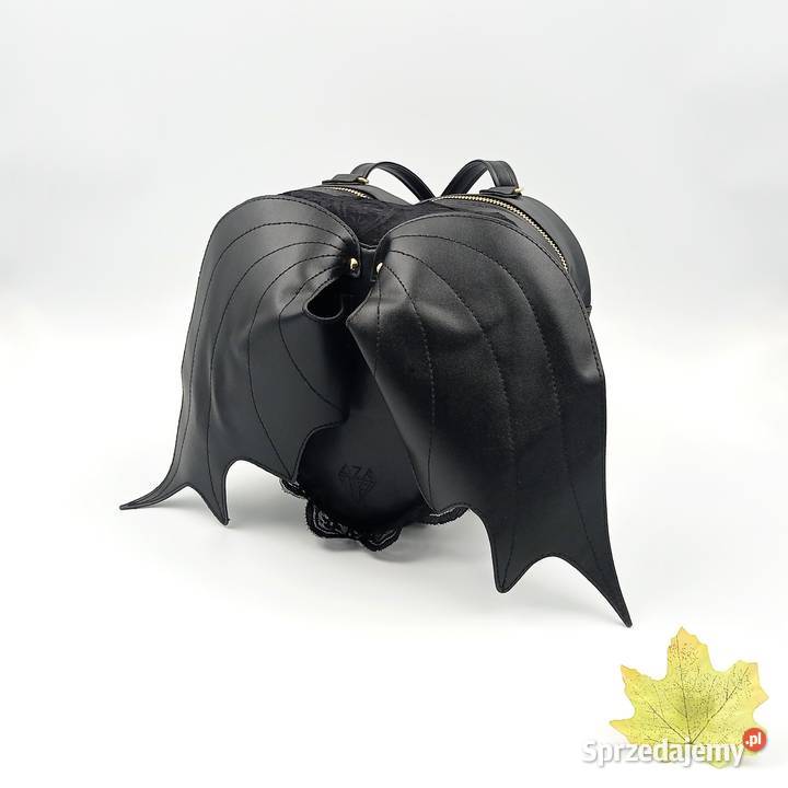 Plecak damski skórzany czarny skrzydlate serce śląskie Zawiercie