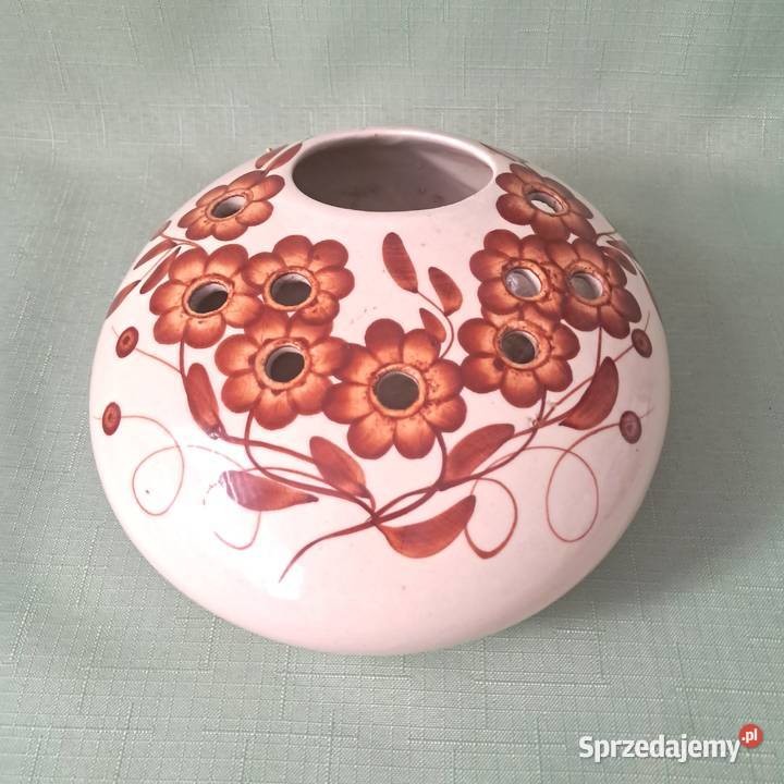 Ceramiczne naczynie ikebana ręcznie malowane łódzkie