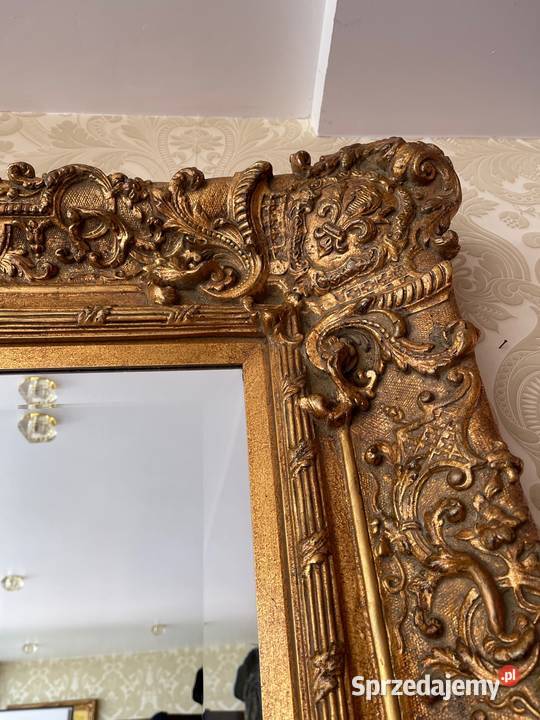 Stare wielkie kryształowe lustro na drewnie dolnośląskie Bystrzyca Kłodzka