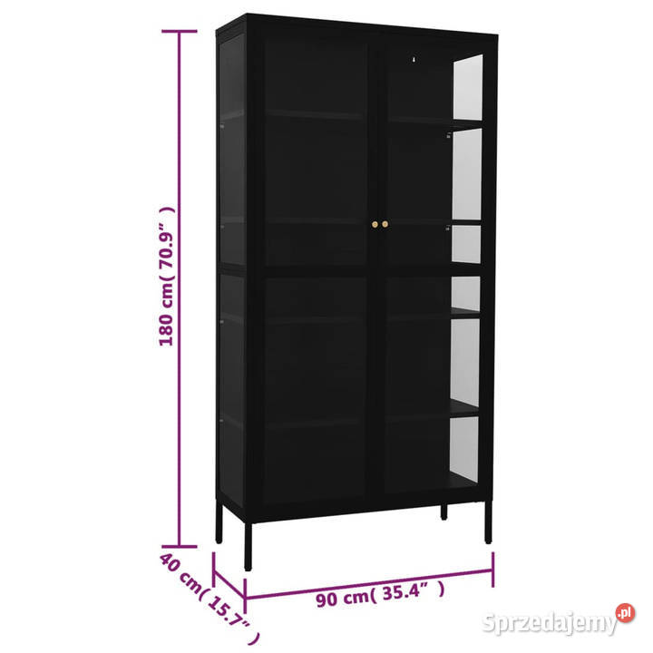 Witryna czarna 90x40x180 stal i hartowane szkło Kredensy i witryny mazowieckie Warszawa