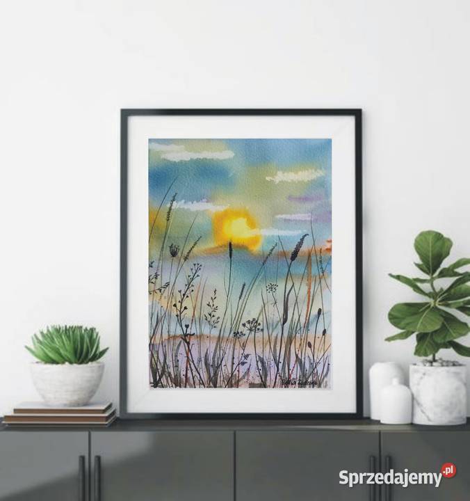 Akwarela Akwarelka Obraz pt Łąka Warszawa