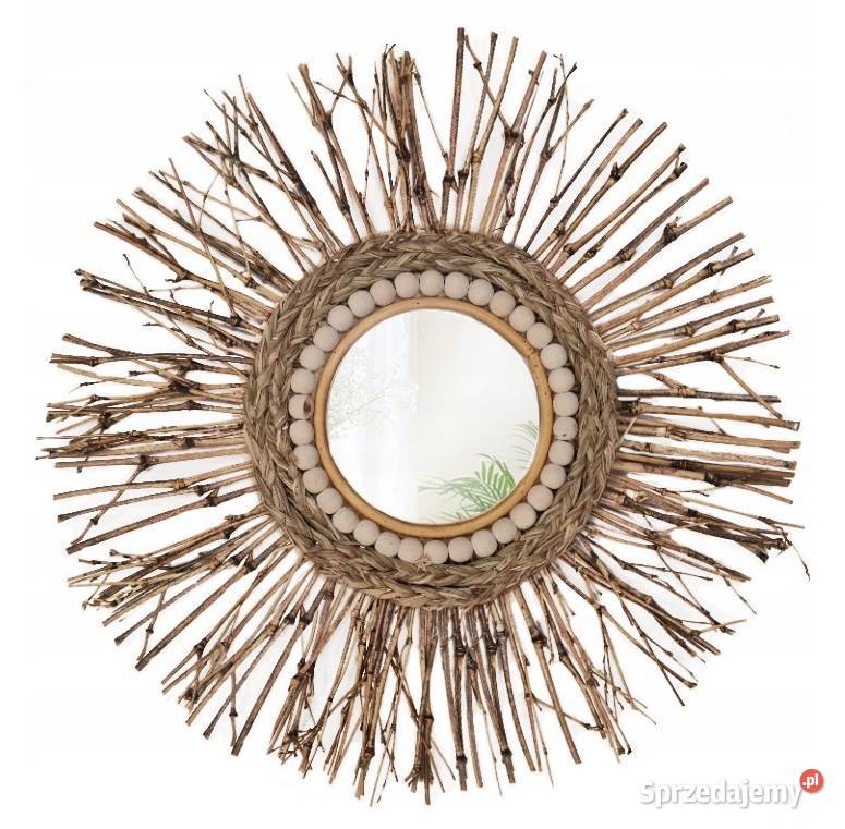 OKRĄGŁE LUSTRO BOHO BAMBUS ŚCIENNE 45 NATURALNE Choroszcz