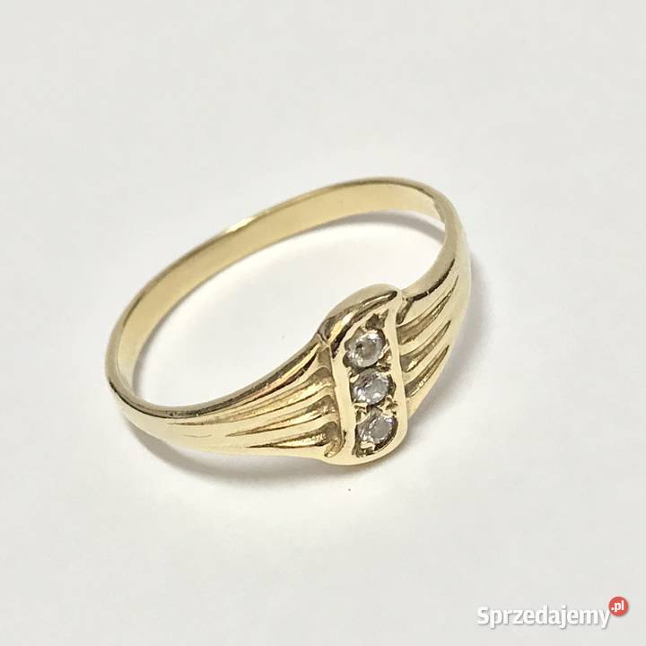 Złoty PIERŚCIONEK 14K cudowne KAMIENIE piękny Warszawa