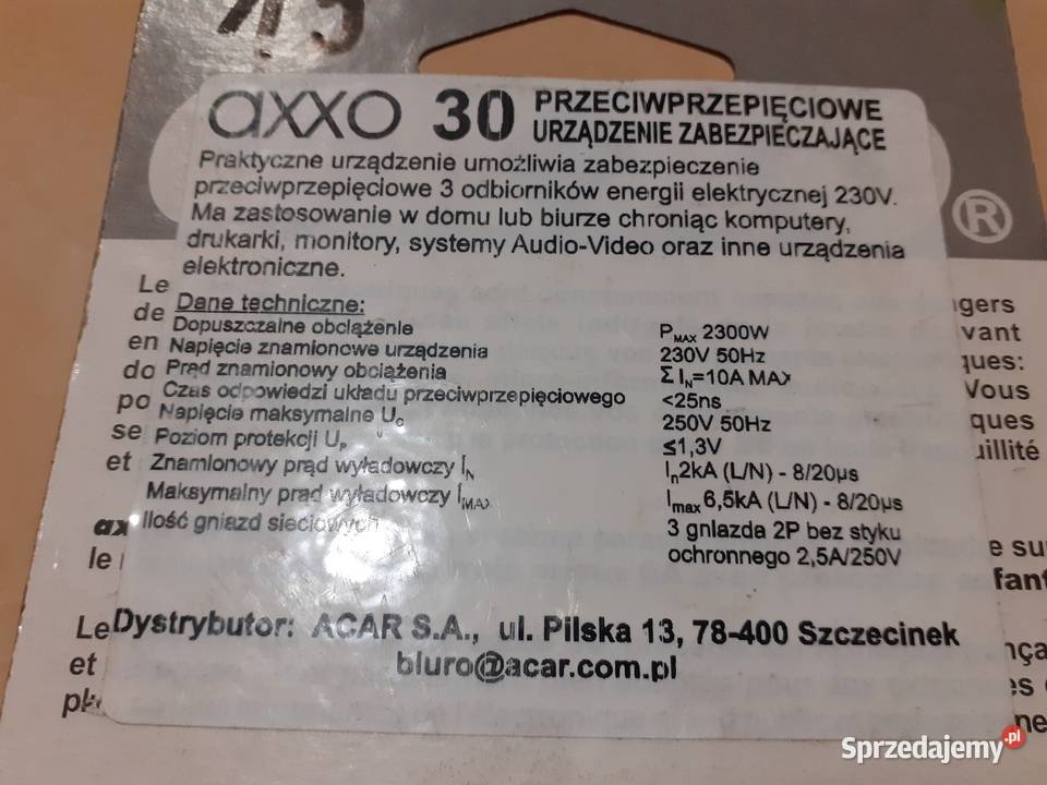 Listwa przepięciowa zabezpieczenie telewizora Somonino