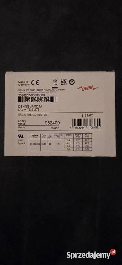 DEHN Ogranicznik przepięć M TNS 275 4biegunowy lubuskie sprzedam