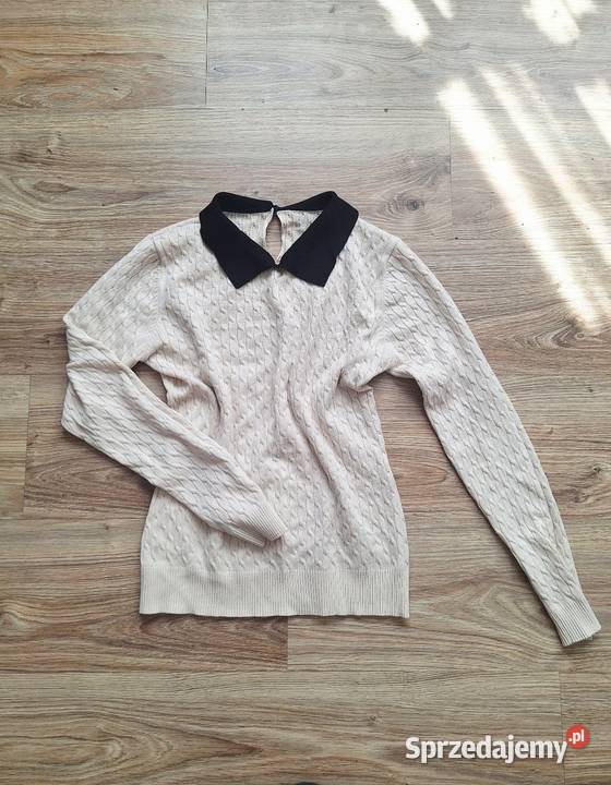 Śliczny beżowy sweterek z czarnym kołnierzem 38 małopolskie Kraków