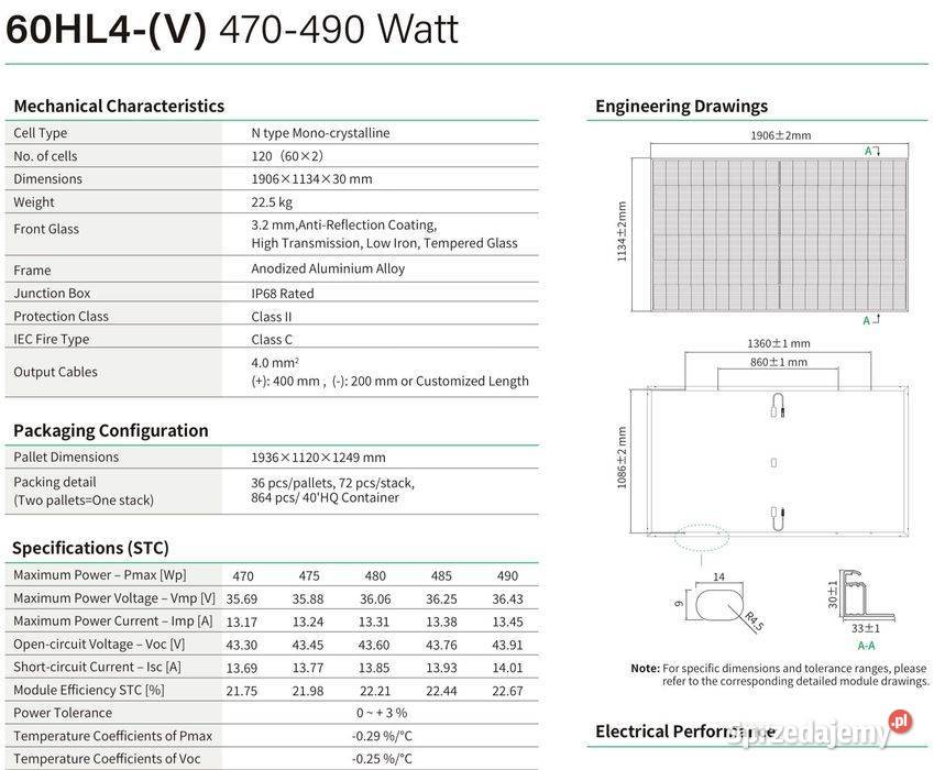 Panel Fotowoltaiczny JINKO 485W Silver Tiger Neo sprzedam
