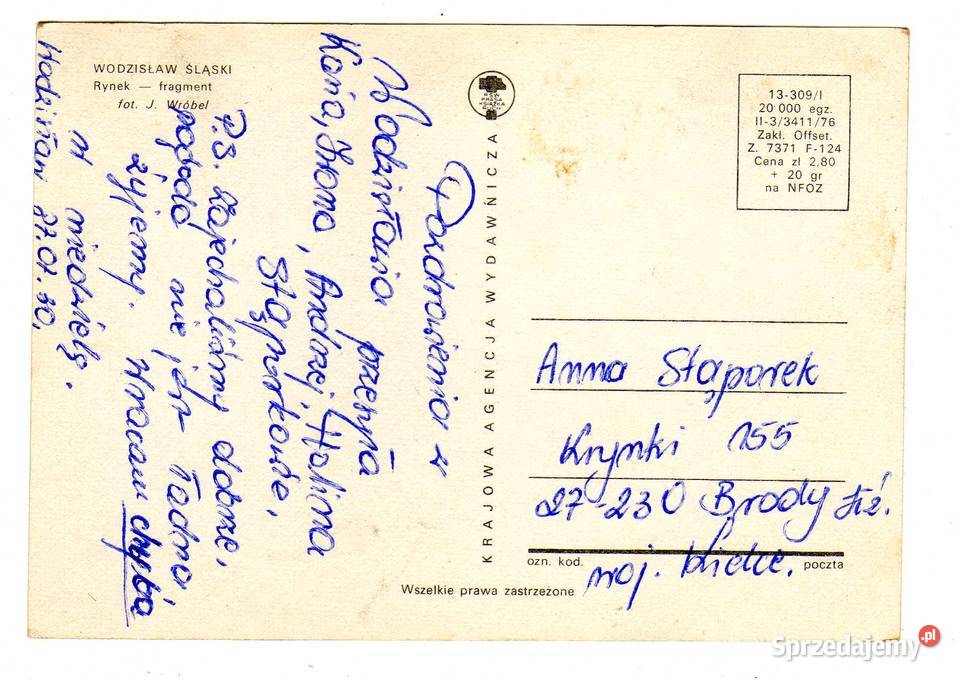WODZISŁAW ŚLĄSKI RYNEK Pocztówki i karty telefoniczne świętokrzyskie Krynki