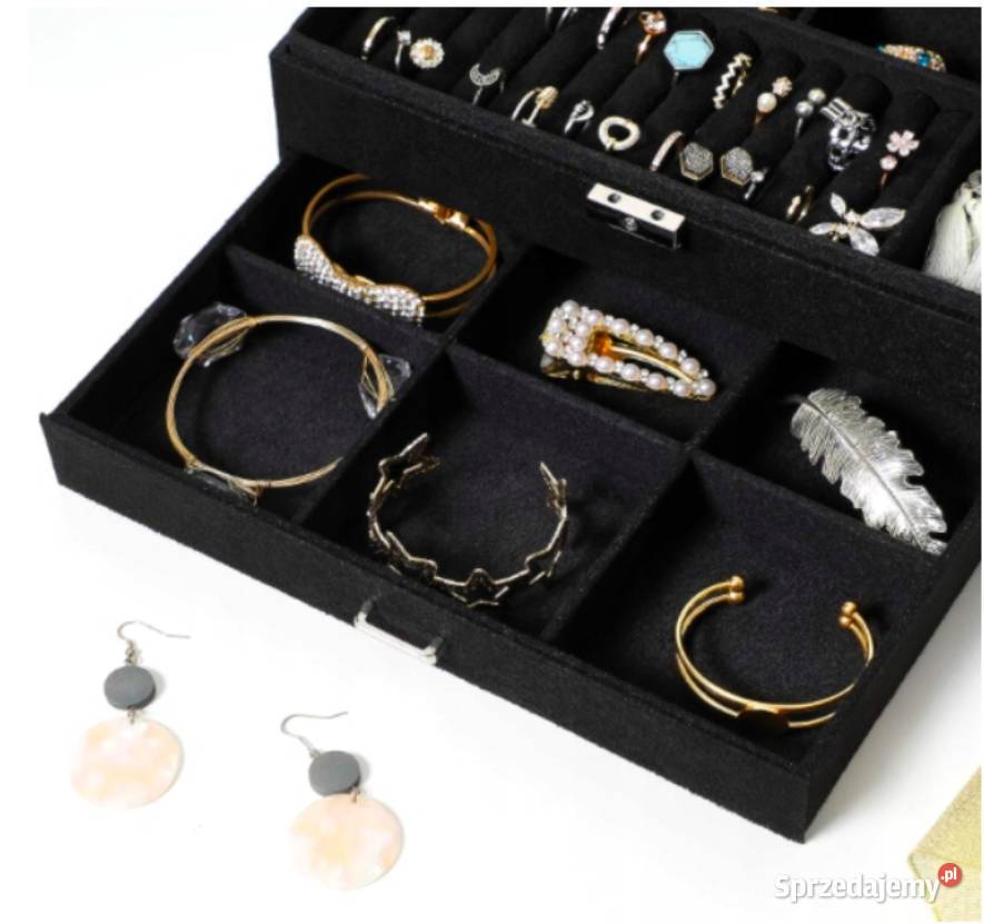 Szkatułka Kuferek Pudełko Organizer na Biżuterię Poraj