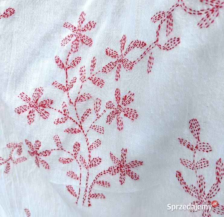 Duża chusta szal dupatta haftowana biała bawełna Szczecin