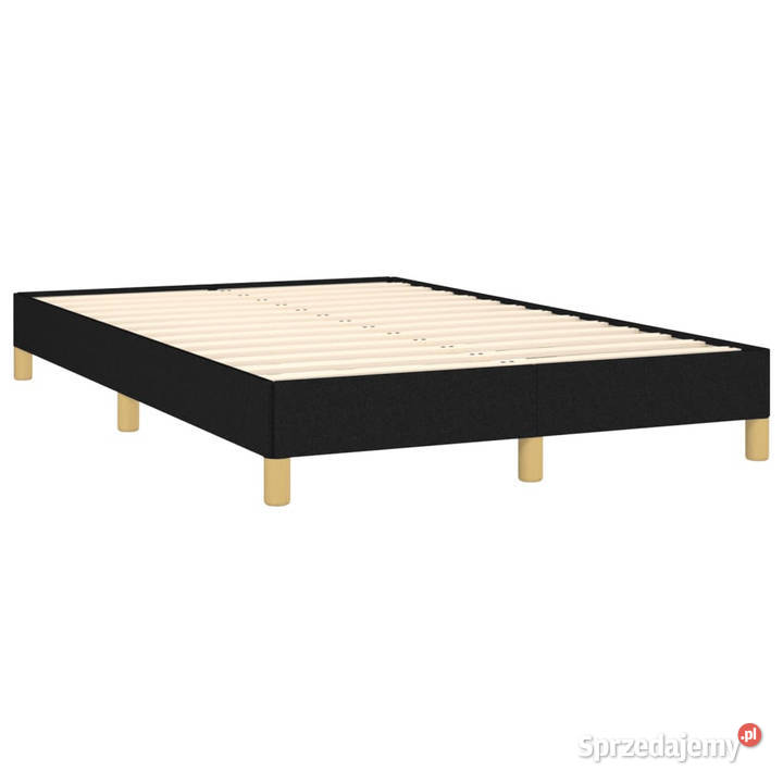 Łóżko kontynentalne z materacem czarne tkanina 123cm