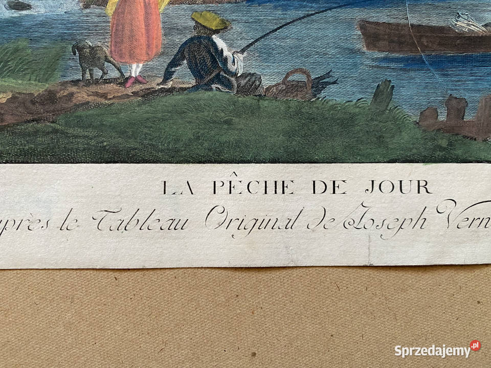 Stara rycina kolorowa XIX wiek duża Warszawa