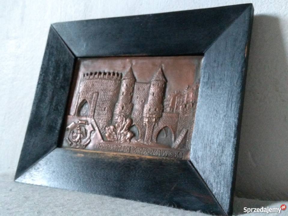 Stary MIEDZIANY OBRAZ płaskorzeźba z blachy Warszawa