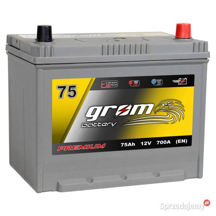 Akumulator GROM 75Ah 700A Japan Prawy Plus akumulatory Układ elektryczny Wrocław