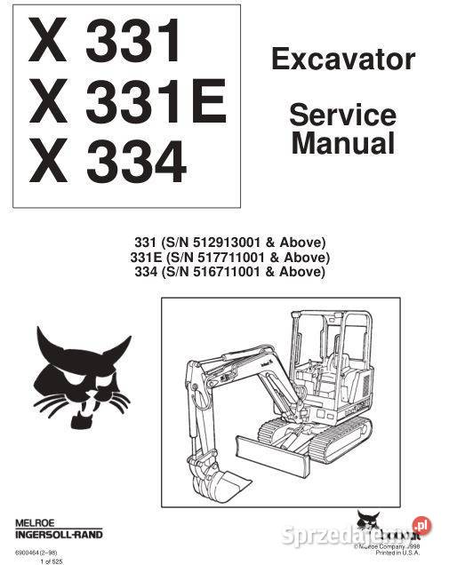 Bobcat X331 X331E X334 instrukcja naprawy Kielce