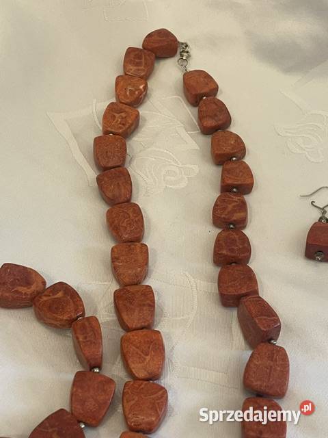 Zestaw biżuterii koral sztuczny barwiony Antyki Kraków