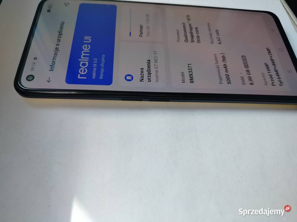 Realme GT Neo 3T 8GB128GB Żółty gwarancja z Łódź