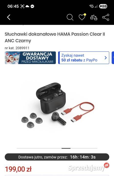 Słuchawki dokanałowe HAMA Passion Clear II ANC Małkinia Górna