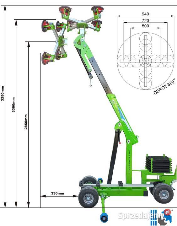 Manipulator do szkła okien robot MWM GM250 mini