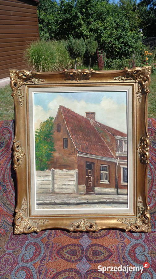 obraz olej na płótnie w pięknej ramie Mielnica Duża
