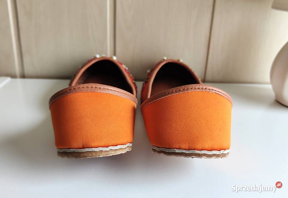 Nowe buty balerinki 39 38 pomarańczowe zdobione Szczecin sprzedam