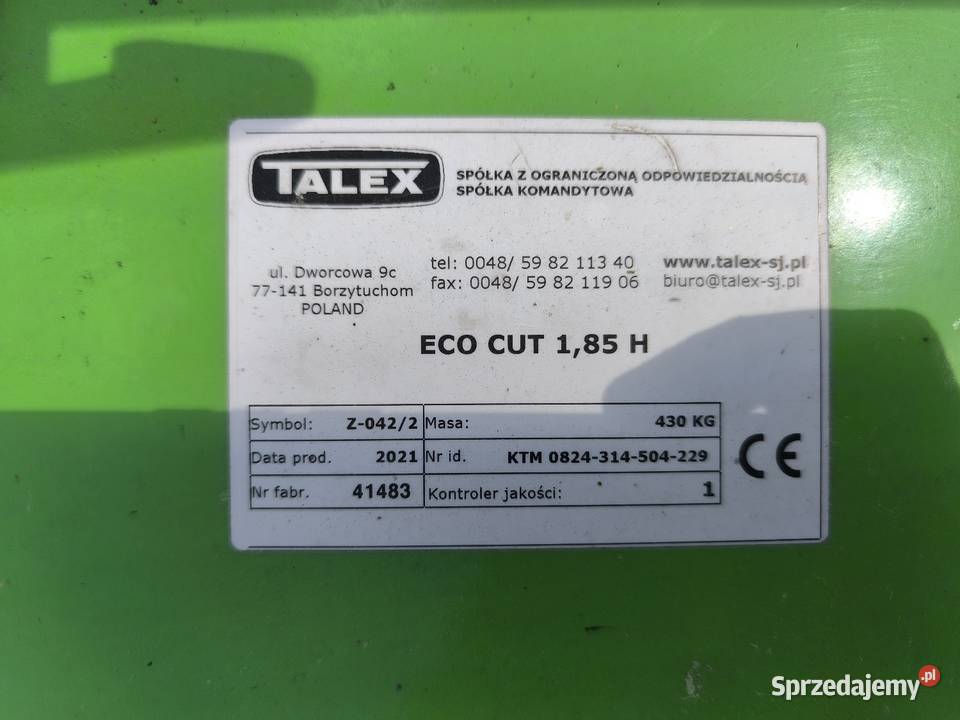Kosiarka bębnowa talex ecocut 185h lubelskie Zalutyń