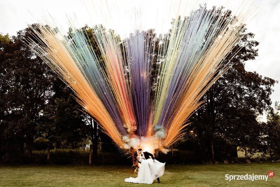 Kolorowe miny dymne ślub wesele atrakcje lubuskie Gorzów Wielkopolski