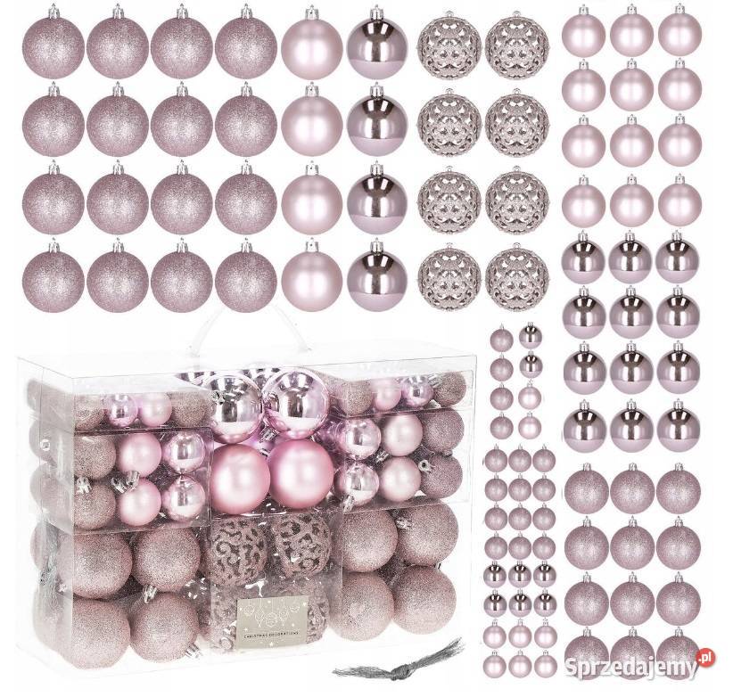 BOMBKI CHOINKOWE ZESTAW XXL 100 RÓŻOWE WZORY Łódź