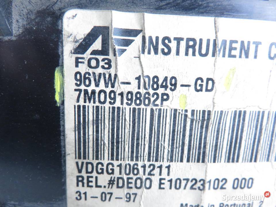 LICZNIK SEAT ALHAMBRA I 19 TDI 90 AHU 7M0919862P sprzedam