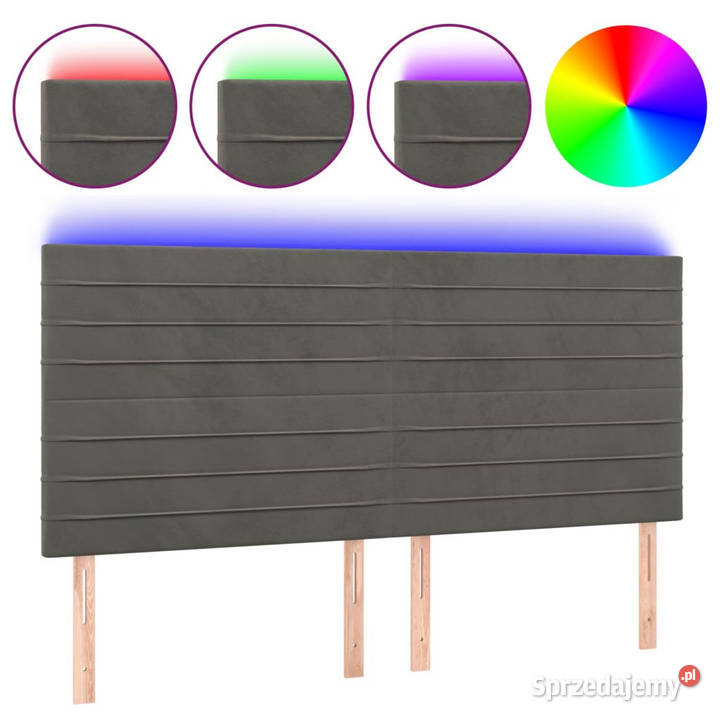Zagłówek do łóżka z LED ciemnoszary 180x5x118128 mazowieckie Warszawa