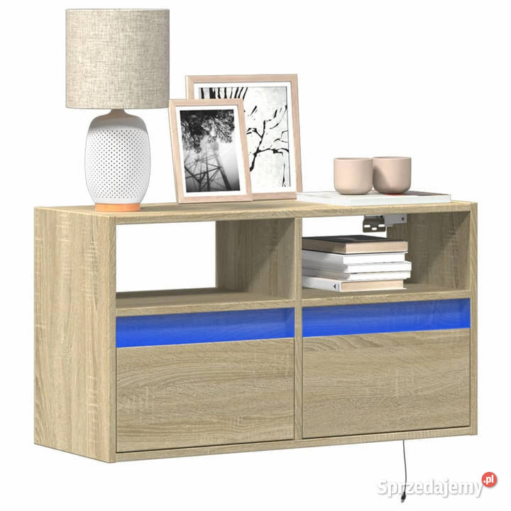 Ścienna szafka TV z LED dąb sonoma 80x31x45 sprzedam